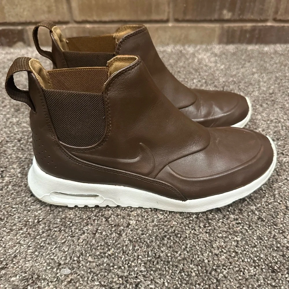 Nike Air Max Thea Mid Leather Chelsea Boots Dark Brown - Women's Size 6.5
